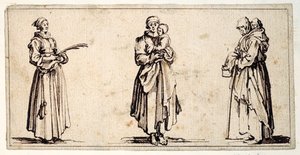 Három figura (toll és barna tinta papíron)