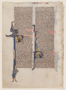 Levél latin nyelvű Bibliából: Kezdő P: Szent Pál karddal és könyvvel alkotó: circle or workshop of William de Brailes
