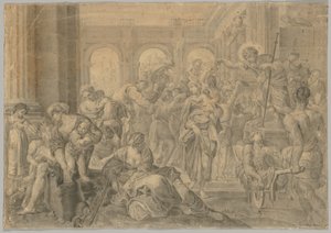Annibale Carracci Szent Rókus alamizsnát adományozó könyvének másolata alkotó: copy after Annibale Carracci