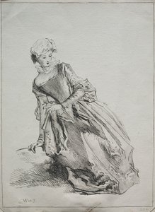 Ülő nő alkotó: copy after Jean Antoine Watteau