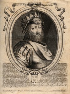 I. Childeric, a szaliánusok frank királyának portréja (436-481) - I. GYERMEK, a szaliánus frankok királya - metszet a „Les Augustes Representations de tous les Kings de France from Pharamond to LouisXIV” című könyvéből, Párizs