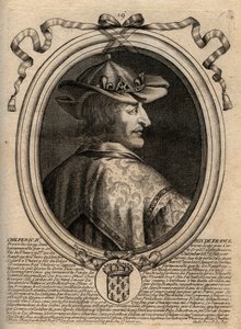 II. Chilperic (kb. 670-721), Neustria királyának – II. CHILPERIK frankok királyának – portréja – metszet a „Les Augustes Representations de tous les Kings de France from Pharamond to LouisXIV” című könyvéből, Párizs alkotó: de Larmessin