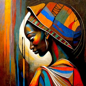 Abstract Art: African Woman in Prayer, Wall Art | Canvas Prints