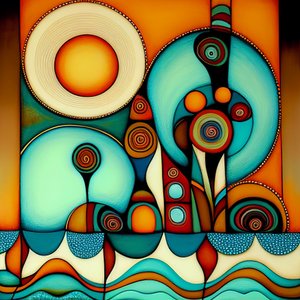 Absztrakt tengerpart, hullámos tenger és szél, a hundertwasser ihlette, művészeti nyomatok