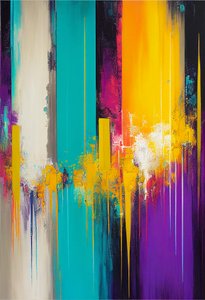 Absztrakt kompozíció, élénk és meleg színek, Wall Art | Vászonnyomatok
