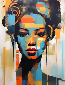 Abstract modern black woman, abstract portrait, Wall Art | Canvas Prints