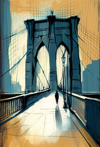 Absztrakt vázlat Brooklyn híd festmény, fal Art print igény szerint
