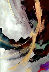 Black and gray abstract painting with a golden effect, wall Art prints alkotó: F. Abderrahim
