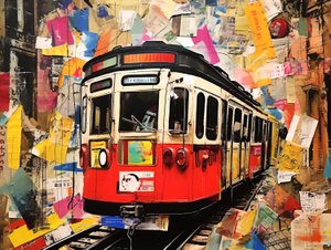 Siklópályaudvar Collage Stickers, Wall Art | Vászonnyomatok