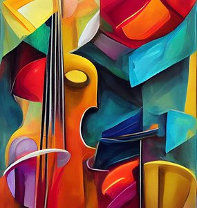Symphony Painting of Violin, Printable digital Art