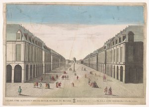 Kilátás a szentpétervári térre Dibujo de una plaça a Petersburg en Russia (cím a tárgyon)