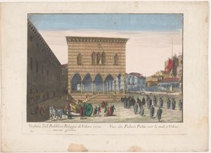 Gezicht op het Stadhuis te Udine Kilátás az Udine nyilvános palotájára dél felé (cím az objektumon)