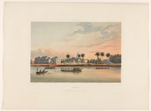 Vízpart a kormányzói házzal Paramaribo-ban Suriname. Kormányház és tér Paramaribo-ban (cím az objektumon)