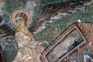 Freskók angyallal a Metamorphosis tou Sotiros templomban, Kefali, Kréta, Görögország (fotó) alkotó: Theodore Charles Ange Coquelin