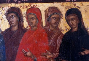 Jámbor nők, fatábla a Palea Roumata bizánci templomban, Kréta, Görögország (fotó) alkotó: Theodore Charles Ange Coquelin