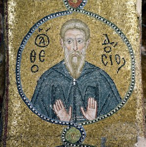 Szent, mozaik a Nea Moni kolostor katolikus templomában (Unesco Világörökség listája).