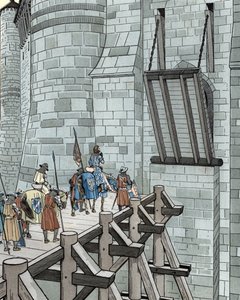 Százéves háború: VI. Valois-i Philippe menedékjogot kér a Château de Broye-ban (1346) alkotó: pseudonym for Onfray de Breville Jacques Job