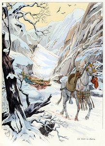 Illusztráció az „A la Glory des Betes” könyvből, A Fabre szövege, Jacques Marie Gaston Onfray de Breville rajzai a JOB-tól (1858-1931), Maison Alfred Mame kiadó és fia: La mule 