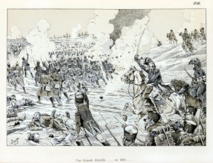 Illusztráció a „Művészek nagy háborúja” című könyvből: Egy nagy csata 1815-ben Jacques Marie Gaston Onfray de Breville dit JOB (1858-1931), részleges gyűjtemény alkotó: pseudonym for Onfray de Breville Jacques Job