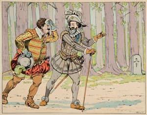 Az illusztráció a „Le bon roy Henri” című könyvből származik, illusztrálta: Jacques Marie Gaston Onfray de Breville dit JOB (1858-1931): IV. Henrik kegyelmet ad Charles de Lorraine-nak (1554-1611), Mayenne hercegének, miután kényszerítette őt. egy kis test alkotó: pseudonym for Onfray de Breville Jacques Job
