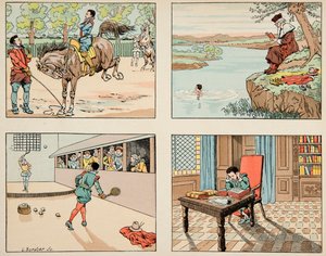 Az illusztráció a „Le bon roy Henri” című könyvből származik, illusztrálta: Jacques Marie Gaston Onfray de Breville dit JOB (1858-1931): IV. Henri oktatása – Magángyűjtemény alkotó: pseudonym for Onfray de Breville Jacques Job