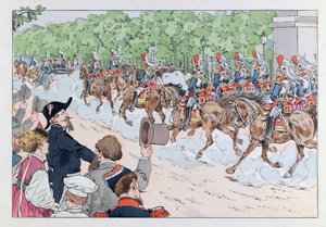 Jacques Marie Gaston Onfray de Breville az állásban (1858-1931); Illusztráció a „Les epees de France” könyvből: Napóleon császár kísérete 3 a Champs Elysees-n; Coll, rész alkotó: pseudonym for Onfray de Breville Jacques Job