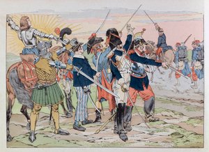Jacques Marie Gaston Onfray de Breville: JOB (1858 - 1931); Illusztráció a „Les epees de France” könyvből: Franciaország dicsőségének allegóriája 1914 szőrös népéhez; Coll, Share alkotó: pseudonym for Onfray de Breville Jacques Job