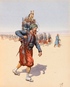 Jacques Marie Gaston Onfroy de Breville az állásban (1858-1931) - Le Zouzou (Zouave egy expedíción a sivatagban), Magángyűjtemény alkotó: pseudonym for Onfray de Breville Jacques Job