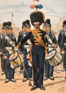 Jacques Marie Gaston Onfroy de Breville a munkahelyén (1858-1931) – A francia csapatok mindenkori felszerelése: a flotta legénységének dobos őrnagya (1837), magángyűjtemény alkotó: pseudonym for Onfray de Breville Jacques Job