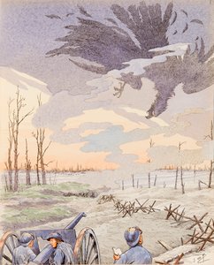 Jacques Marie Gaston Onfroy de Breville dit JOB (1858-1931) - A 75-ös ágyú (a 75-ös ágyú allegóriája, amely az első világháború alatt a német sasra lőtt), Magángyűjtemény alkotó: pseudonym for Onfray de Breville Jacques Job
