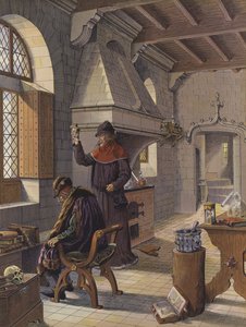 XI. Lajos király apoplexia rohama után Jacques Coitier orvos segítségét kéri, hogy életben tartsa (színes litho)