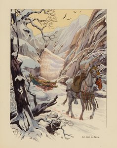 La Zarra nevű öszvér, aki segítséget kér sebesült gazdájának (színes litográfia) alkotó: pseudonym for Onfray de Breville Jacques Job