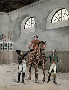 I. Bonaparte Napóleon (1729-1821) részt vett az osztrák Marie Louise (1791-1847) lovasóráin. Georges Montorgueil „” Napóleon” című művében. Illusztráció: Jacques Marie Gaston Onfray de Breville a JOB-ban (1858-1931) alkotó: pseudonym for Onfray de Breville Jacques Job