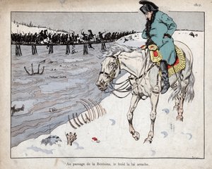 Napóleon nézi Grand Armee maradványait a Berezina folyón átkelve Moszkvából visszavonulva alkotó: pseudonym for Onfray de Breville Jacques Job