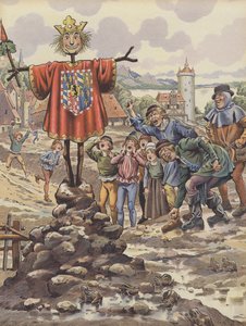 Dinant lakossága Merész Károly, Burgundia hercegének képmását gúnyolódva (színes litó) alkotó: pseudonym for Onfray de Breville Jacques Job