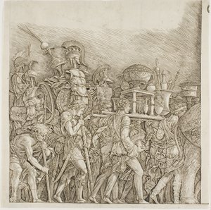 Caesar diadala: Trófeákat hordozó katonák alkotó: school of Andrea Mantegna