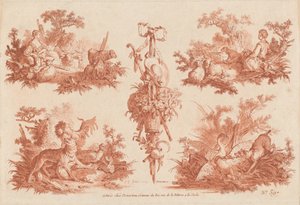 Két lelkipásztori matrica, két vadászmatrica és egy trófea alkotó: the Elder and Jean Baptiste Hüet Gilles Demarteau