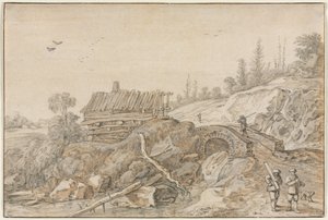 Dombos táj kunyhóval a patak mellett, 1627. alkotó: van de Velde Esaias