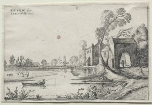 Táj folyóval és kapuházzal, 1614. alkotó: van de Velde Esaias