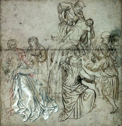Campin elveszett triptichonjának középső táblája, valószínűleg Vranck van der Stock (1424-95) rajzolta (toll és kréta papíron) alkotó: Master of Flémalle