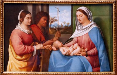 Szűz és gyermek Alexandriai Katalinnal és Keresztelő Jánossal alkotó: Giorgione