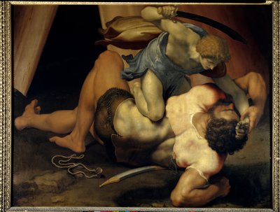 Dávid és Góliát Daniele de Volterra (1509-1566) festménye kétoldalas palára (ec ital) 16. század V 1,33x1,72 m Paris musee du Louvre alkotó: Daniele da  Volterra