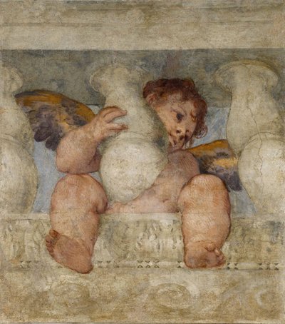 Angyal egy korláton ül Veronese mellett, Paolo (1528-1588). Freskó, mérete: 115x87 alkotó: Veronese