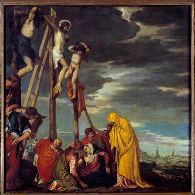 Paolo Caliari kálvária festménye Paolo Veronese (1528-1588) 16. századi V. 1,02x1,02 m alkotó: Veronese