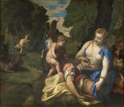 Venus pleurant Adonis - Venus Mourning Adonis, Veronese, Paolo (1528-1588). Olajfestmény. Mérete: 145x173,5 cm. Nemzeti Múzeum Stockholm alkotó: Veronese