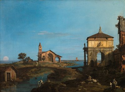 Egy sziget a lagúnában egy kapuval és egy templommal alkotó: (1697-1768) Canaletto