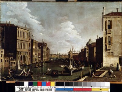 ""Kilátás a velencei Canal Grandére"" (Velence) Giovanni Antonio Canal detto il Canaletto festménye (1697-1768). 18. századi Mikalojus Konstantinas Ciurlionis Szépművészeti Múzeuma, Kaunas, Litvánia alkotó: Canaletto