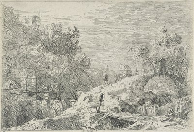 Tájak öt híddal, dátum nélkül (rézkarc) alkotó: Canaletto