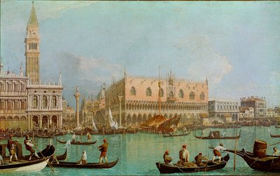 A Vakond a Szent Márk medencéjének hercegi palotájával. Kilátás Velencére, a Dózse-palotára és a Szent Márk térre a csatornáról. Giovanni Antonio Canal dit il Canaletto festménye (1697-1768) alkotó: Canaletto