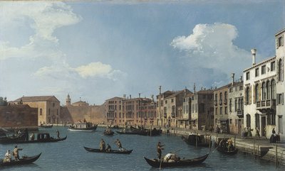 A Santa Chiara-csatorna látképe, Velence, 1730 körül (olaj) alkotó: (1697-1768) Canaletto